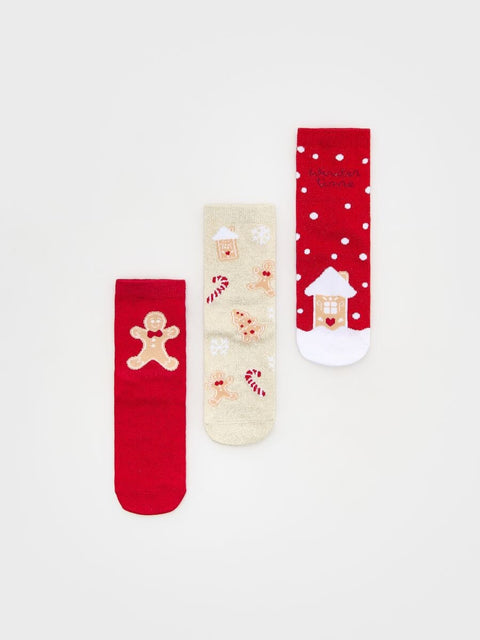 Reserved Girl's Multi Color 3 Pack Christmas Socks | Reserved In Lebanon