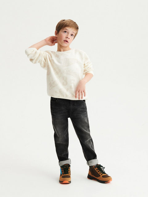 Reserved Boy's Off White Printed Long Sleeve Oversized Sweatshirt |Reserved In Lebanon