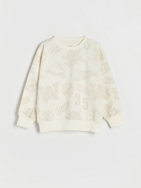 Reserved Boy's Off White Printed Long Sleeve Oversized Sweatshirt |Reserved In Lebanon