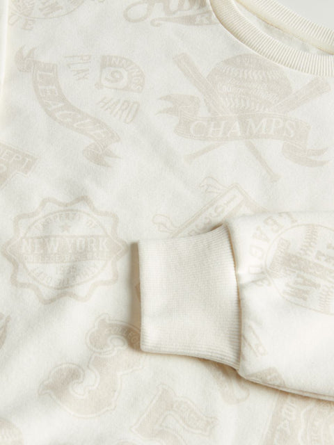 Reserved Boy's Off White Printed Long Sleeve Oversized Sweatshirt |Reserved In Lebanon