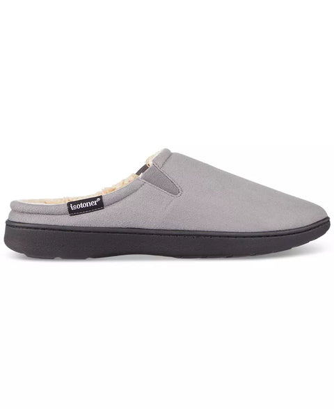 Isotoner Men's Ash Gray Microsuede Hoodback Slippers | Isotoner In Lebanon