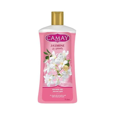 Camay Jasmine shower gel bottle on a white background