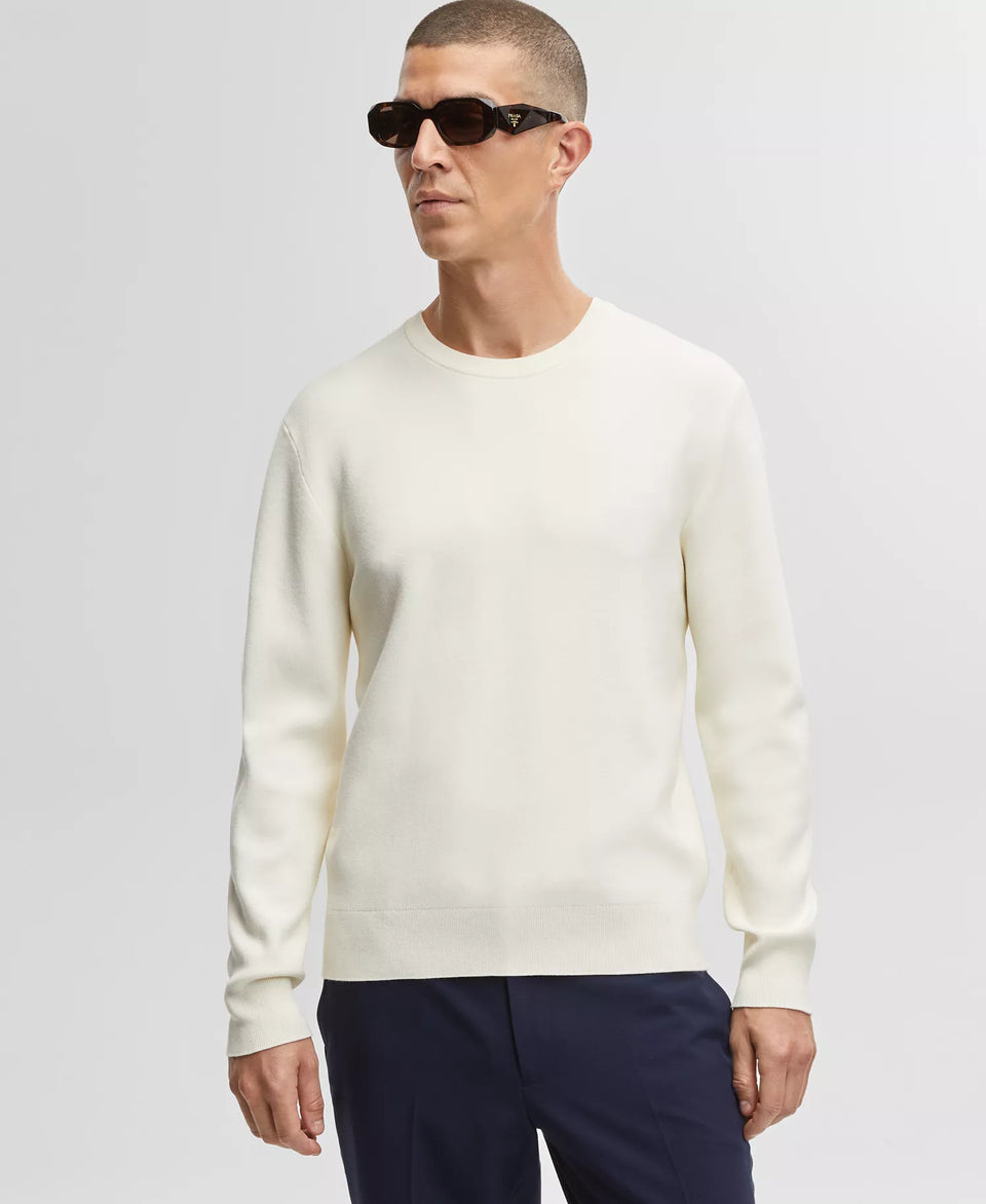 Mode of One Men's Soft Vanilla Regular-Fit Crewneck Sweater | Mode of One in Lebanon