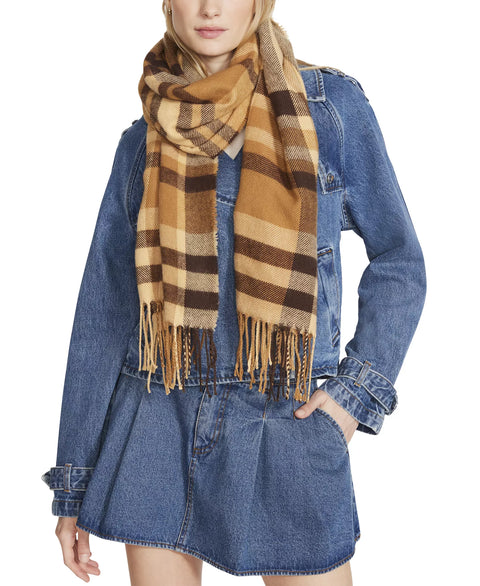 Steve Madden Women's Brown Checked Placement Plaid Scarf | Steve Madden In Lebanon