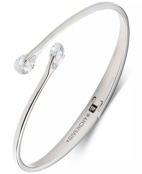 Givenchy Women's Silver-Plate Pear-Shape Cubic Zirconia Bypass Bangle Bracelet |Givenchy In Lebanon