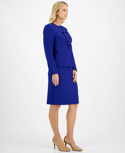 Le Suit Petite Women's Royal Blue Cascade Ruffle Skirt Suit Set| Le Suit Petite In Lebanon