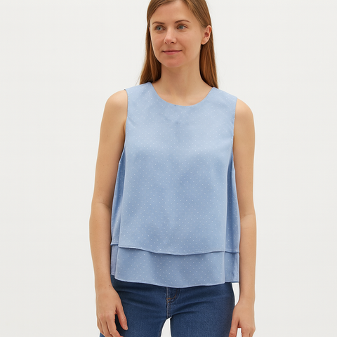 Mango Women's Blue Dot-Print Sleeveless Blouse| Mango in Lebanon