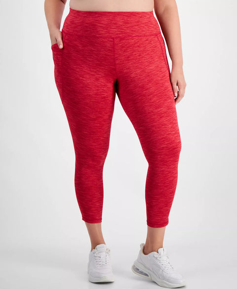 Id Ideology Women's Dark Pink Plus Size High Rise Spacedye 7/8 Leggings | Id Ideology in Lebanon