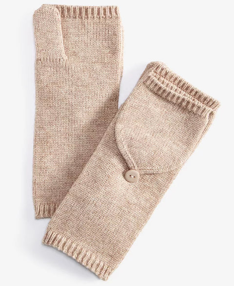 On 34th Women's Beige Ribbed Pop-Top Gloves | On 34th In Lebanon