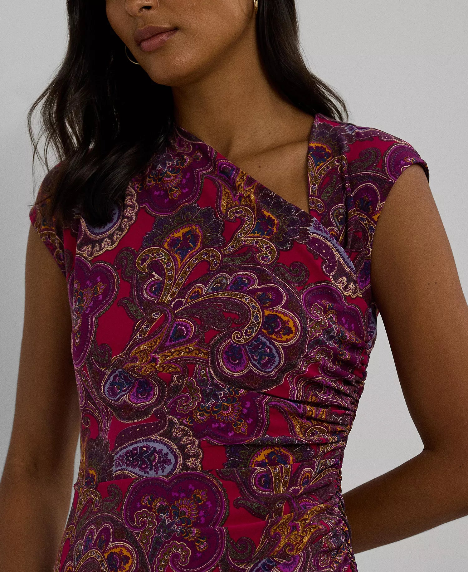 Lauren Ralph Lauren Women's Multicolor Paisley Stretch Jersey Cap-Sleeve Dress | Lauren Ralph Lauren In Lebanon