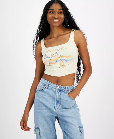 Grayson Threads Women's Beige Pink Floyd Graphic Corset Top | Grayson Threads In Lebanon