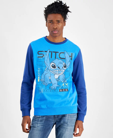 Hybrid Men's Blue Lilo & Stitch Experiment 626 Regular-Fit Printed Fleece Sweatshirt | Hybrid In Lebanon