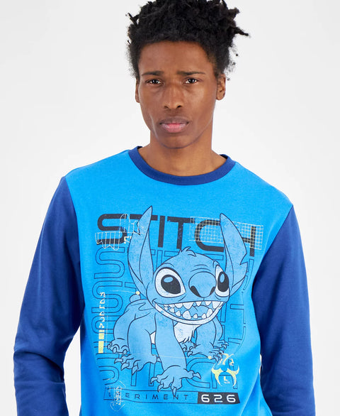 Hybrid Men's Blue Lilo & Stitch Experiment 626 Regular-Fit Printed Fleece Sweatshirt | Hybrid In Lebanon