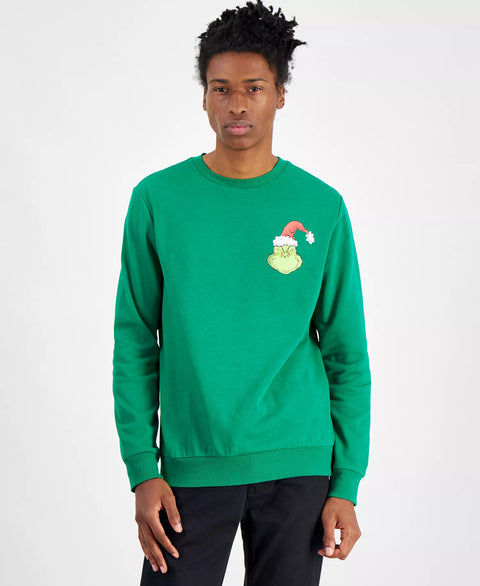 Hybrid Men's Green Grinch Holiday Regular-Fit Printed Fleece Sweatshirt |Hybrid In Lebanon