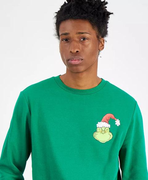 Hybrid Men's Green Grinch Holiday Regular-Fit Printed Fleece Sweatshirt |Hybrid In Lebanon
