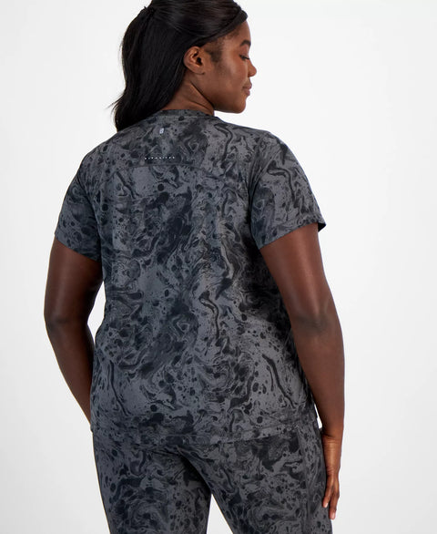 Id Ideology Women's Deep Black Plus Size Relaxed Water Bubbles Mesh T-Shirt | Id Ideology In Lebanon
