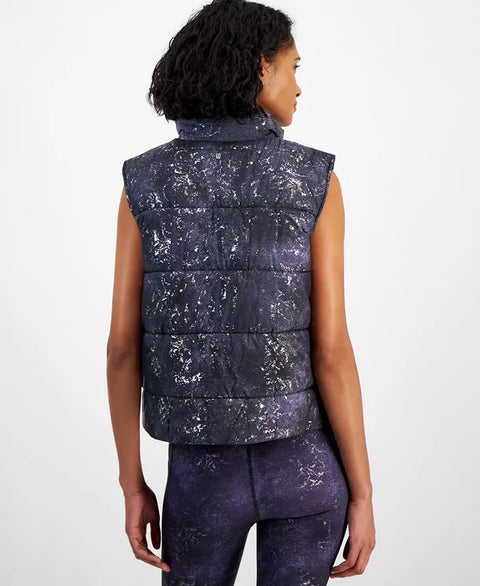 ID Ideology Women's Navy Midnight Foil Puffer Vest | ID Ideology In Lebanon