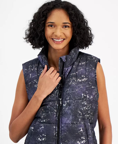 ID Ideology Women's Navy Midnight Foil Puffer Vest | ID Ideology In Lebanon