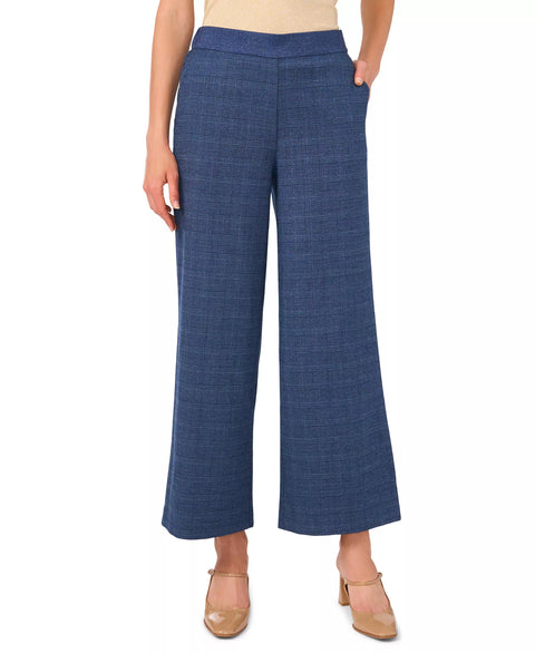 Vince Camuto Women's Navy Plaid Pull-On Wide-Leg Pants | Vince Camuto In Lebanon