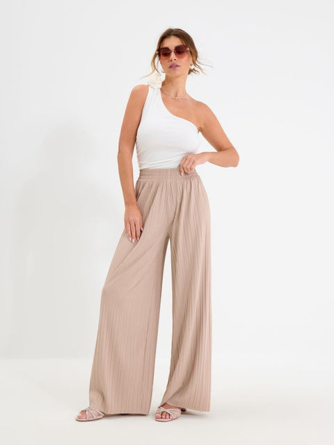 Sinsay Women's Beige Wide Leg Pleated Pants | Sinsay In Lebanon