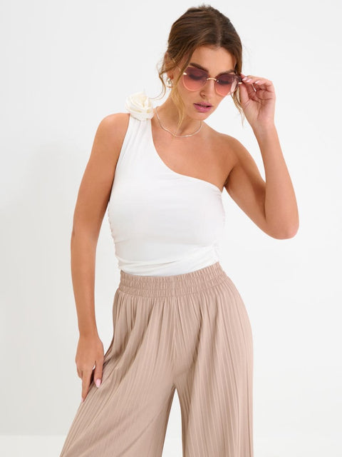 Sinsay Women's Beige Wide Leg Pleated Pants | Sinsay In Lebanon