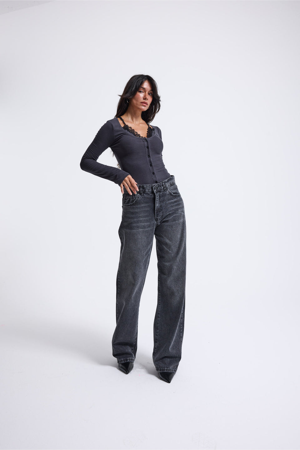 It's Basic Women Dark Gray Loose Fit Jeans 2880