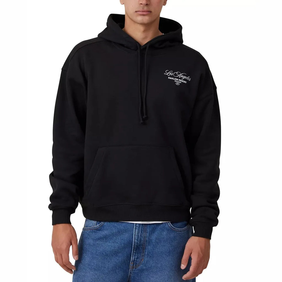 Cotton On Men's Black Los Angele Print Hoodie