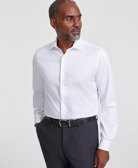 Bar III Men's White Spread-Collar Sateen Dress Shirt | Bar III In Lebanon