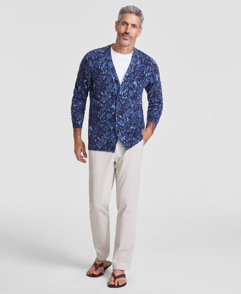 Club Room Men's Navy Printed Cashmere V-Neck Cardigan Sweater | Club Room In Lebanon