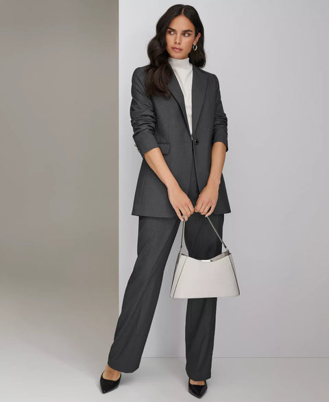 Calvin Klein Women's Charcoal Gray / Cream Pinstripe One-Button Blazer | Calvin Klein In Lebanon