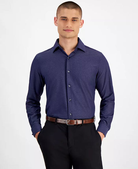 Alfani Men's Navy Slim-Fit Melange Solid Dress Shirt | Alfani In Lebanon