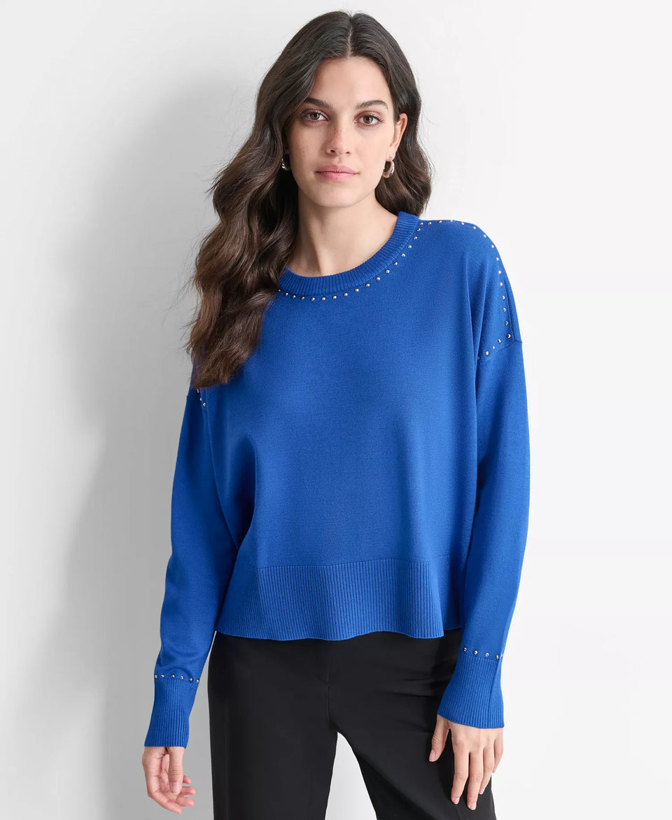 DKNY Women's Blue Studded Sweater | DKNY In Lebanon