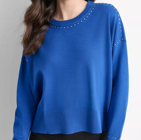 DKNY Women's Blue Studded Sweater | DKNY In Lebanon