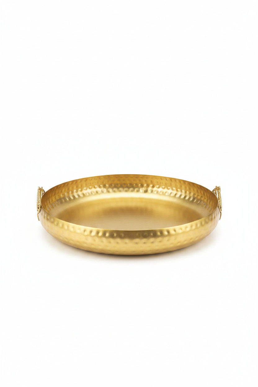 Lucky Tiger Gold Stainless Steel Round Tray(Large)