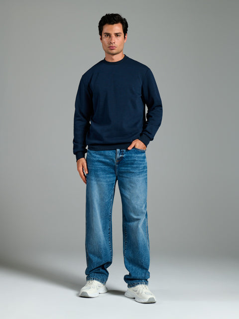 Sinsay Men's Navy Dropped Shoulder Basic Sweatshirt|Sinsay In Lebanon