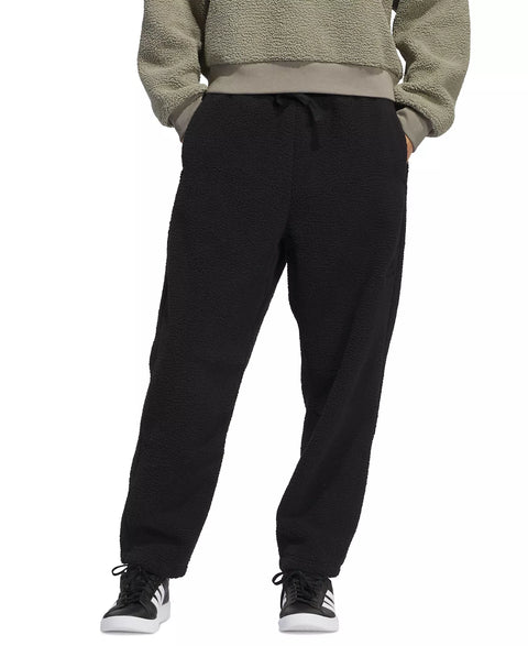 Adidas Black Women's Coze Sherpa Barrel-Leg Pants | Adidas In Lebanon