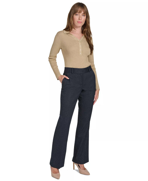 Tommy Hilfiger Women’s Black Metallic Pinstriped Trousers |  Tommy Hilfiger  in Lebanon
