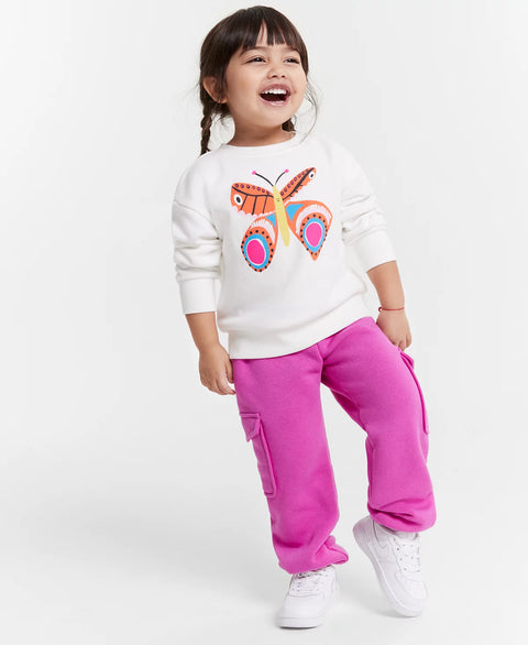 Epic Threads Baby Girl's White Butterfly-Print Fleece Sweatshirt | Epic Threads In Lebanon