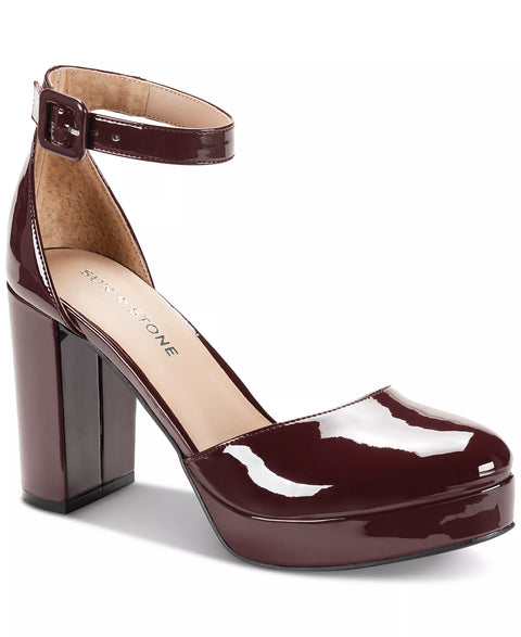 Sun + Stone Women's Plum Ankle Strap Block Platform Pumps Heels | Sun + Stone In Lebanon