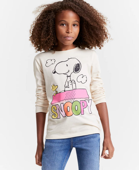 Epic Threads Girl's Beige Long-Sleeve Snoopy House Graphic T-Shirt | Epic Threads In Lebanon