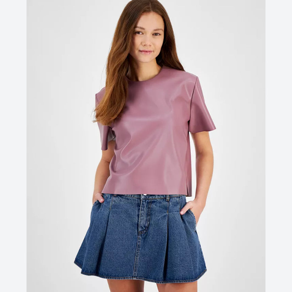 Steve Madden Women's Mauve Ezra Faux Leather T-Shirt