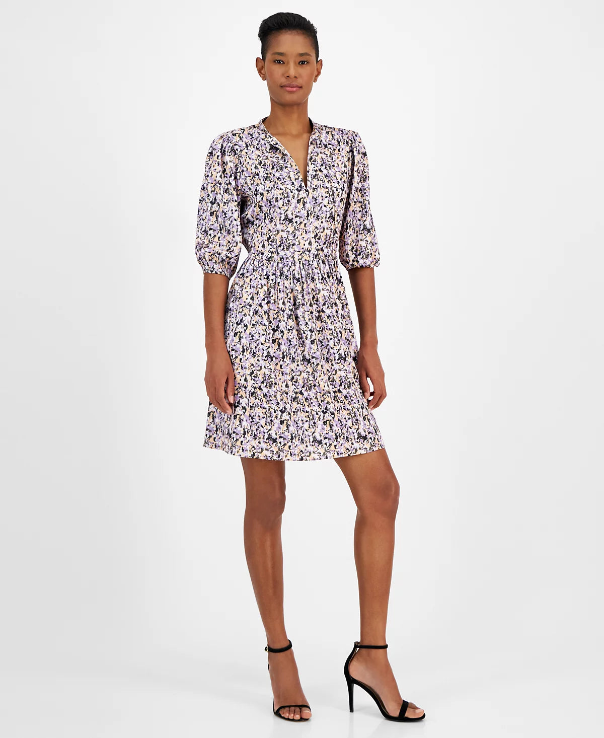 Boss Orange Women's Multicolor Dorena Printed Tie-Neck A-Line Dress | Boss Orange In Lebanon