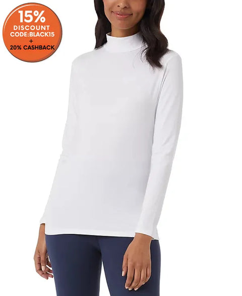 32 Degrees Women's White Mock Neck Long Sleeve Blouse |32 Degrees In Lebanon