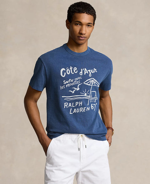 Polo Ralph Lauren Men's Blue Classic-Fit Embroidered Graphic T-Shirt | Polo Ralph Lauren In Lebanon