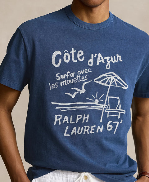 Polo Ralph Lauren Men's Blue Classic-Fit Embroidered Graphic T-Shirt | Polo Ralph Lauren In Lebanon