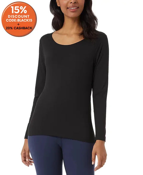 32 Degrees Women's Black Long-Sleeve Scoop-Neck Top |32 Degrees In Lebanon