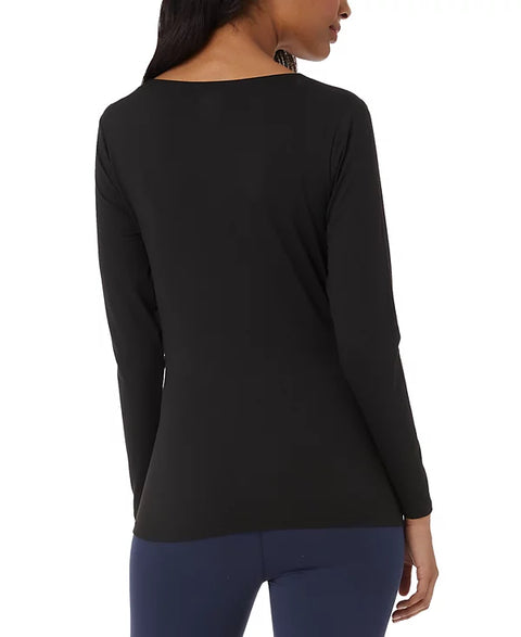 32 Degrees Women's Black Long-Sleeve Scoop-Neck Top |32 Degrees In Lebanon