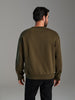 Sinsay Men Olive Green Relaxed Crew Neck Sweatshirt | Sinsay in Lebanon