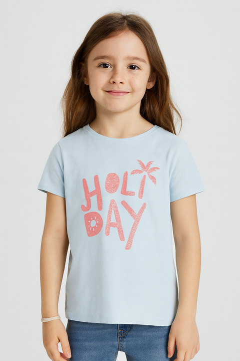 Sinsay Girl's Light Blue T-shirt With Print | Sinsay In Lebanon