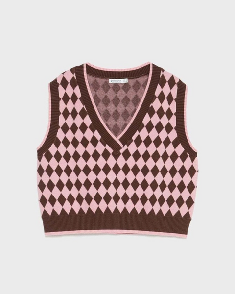 Stradivarius Women's Pink/Brown  Sweater Vest  5053/708/401 (shr)(N27)